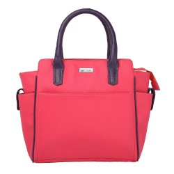 Beau Design Stylish  Pink Color Imported PU Leather Casual Handbag With Double Handle For Women's/Ladies/Girls